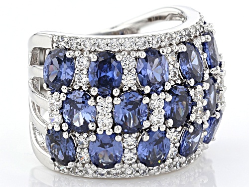 Charles Winston For Bella Luce®10.62CTW Tanzanite & White Diamond Simulants Rhodium Over Silver Ring - Size 6