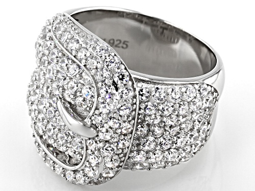 Charles Winston for Bella Luce ® 3.53ctw Rhodium Over Sterling Silver Buckle Ring (2.11ctw DEW) - Size 8