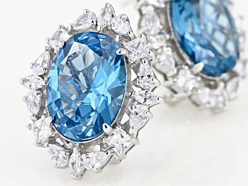 Charles Winston for Bella Luce®Lab Blue Spinel and Diamond Simulant Rhodium Over Sterling Earrings