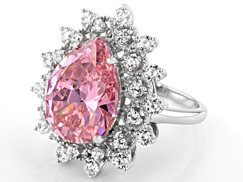 Charles Winston for Bella Luce ® 14.04ctw Pink and White Diamond Simulants Rhodium Over Silver Ring - Size 11