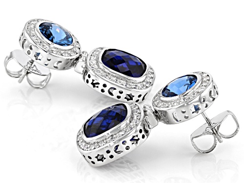 Charles Winston For Bella Luce® Lab Blue Spinel And Diamond Simulant Rhodium Over Silver Earrings