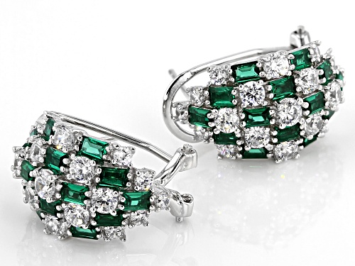 Charles Winston For Bella Luce® Emerald and White Diamond Simulants Rhodium Over Silver Earrings