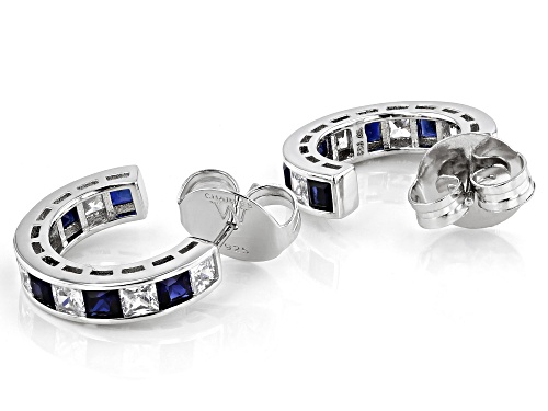 Charles Winston For Bella Luce® Lab Blue Sapphire and Diamond Simulant Rhodium Over Silver Earrings