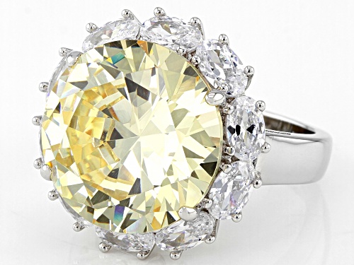 Charles Winston For Bella Luce® 19.75ctw Canary & White Diamond Simulants Rhodium Over Silver Ring - Size 7