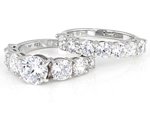 Charles Winston For Bella Luce® 8.93ctw Rhodium Over Silver 7 Stone Anniversary Ring Set - Size 10