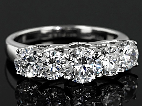 Charles Winston For Bella Luce ® 4.07ctw Round Rhodium Over Sterling Silver Ring (2.46ctw Dew) - Size 10