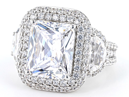 Charles Winston Bella Luce® 15.79ctw White Diamond Simulant Rhodium Over Silver Ring - Size 9