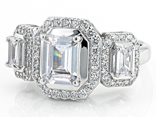 Charles Winston For Bella Luce® 4.22ctw White Diamond Simulant Rhodium Over Sterling Silver Ring - Size 7
