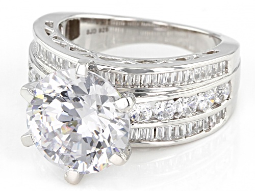 Charles Winston For Bella Luce® 10.70ctw Love Cut™ Platinum Over Silver 9th Anniversary Ring - Size 12