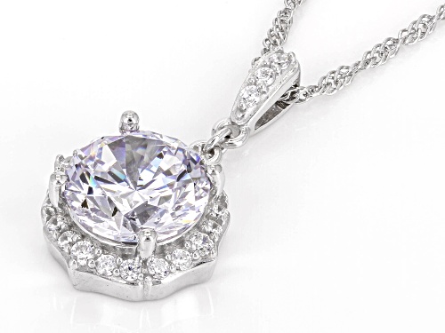 Charles Winston For Bella Luce® 6.57ctw White Diamond Simulant Rhodium Over Sterling Silver Pendant
