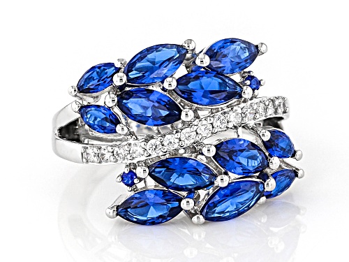 Charles Winston For Bella Luce® 7.26ctw Lab Blue Spinel & Diamond Simulant Rhodium Over Silver Ring - Size 7