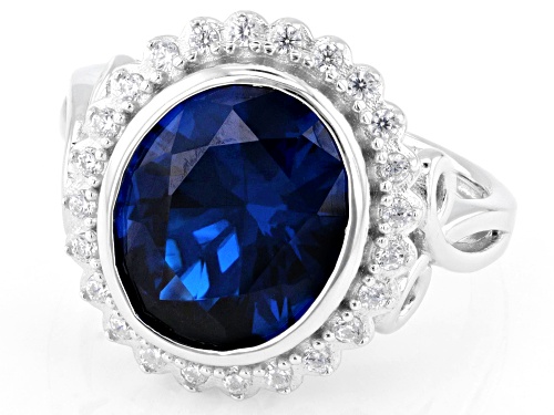 Charles Winston For Bella Luce® 5.36ctw Lab Blue Spinel & Diamond Simulant Rhodium Over Silver Ring - Size 10