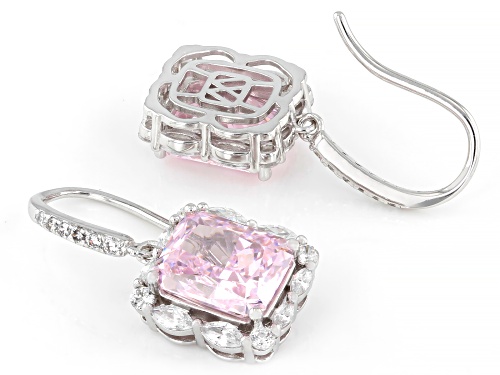 Charles Winston For Bella Luce® 8.15ctw Pink and White Diamond Simulant Rhodium Over Silver Earrings