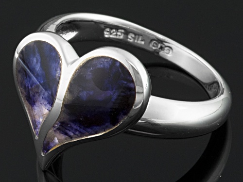 Blue John Fluorite Doublet Split Heart Sterling Silver Ring Come With C.W. Sellors Box - Size 8