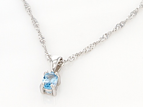 .18ct Oval Swiss Blue Topaz Rhodium Over Sterling Silver Children's Birthstone Pendant with Chain