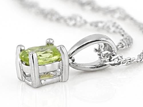 .15ct Oval Manchurian Peridot™ Rhodium Over Sterling Silver Children's Birthstone Pendant with Chain