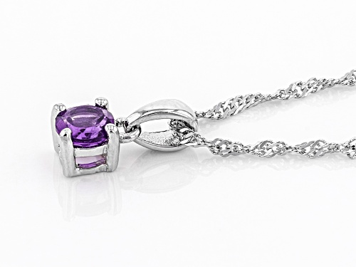 .21ct Round African Amethyst Rhodium Over Sterling Silver Children's Birthstone Pendant with Chain