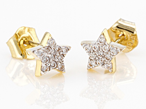 .17ctw Round White Zircon 10k Yellow Gold Star Stud Earrings