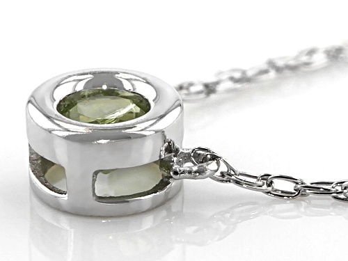 .11ct Round Manchurian Peridot™ Solitaire, Rhodium Over 10k White Gold Child's Necklace - Size 12