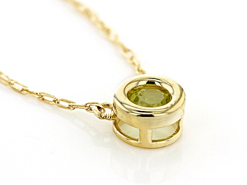 .11ct Round Manchurian Peridot™ Solitaire 10k Yellow Gold Child's Necklace - Size 10