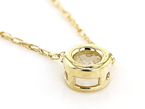 .11ct Round White Zircon Solitaire 10k Yellow Gold Children's Necklace - Size 10