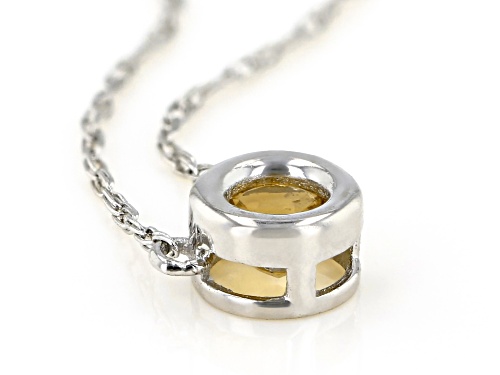 .10ct Round Golden Citrine Solitaire, Rhodium Over 10k White Gold Child's Necklace. - Size 12