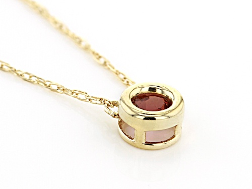 .13ct Round Vermelho Garnet™ Solitaire 10k Yellow Gold Child's Necklace - Size 10
