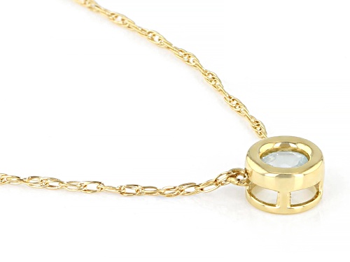 .11ct Round Aquamarine Solitaire 10k Yellow Gold Child's Necklace - Size 10