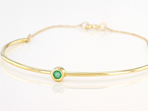 .10ct Round Sakota Emerald Solitaire 10k Yellow Gold Bracelet - Size 6