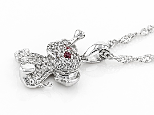 .32ctw Lab Created Ruby &  Lab White Sapphire Rhodium Over Silver Children's Elephant Pendant/Chain