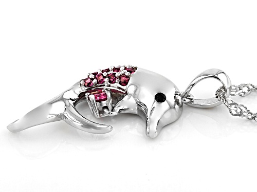 .34ctw Raspberry Color Rhodolite WITH .01CT BLACK SPINEL DOLPHIN CHILDREN'S PENDANT CHAIN