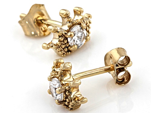 .36ctw Round White Zircon Solitaire 10k Yellow Gold Crown, Child's Stud Earrings