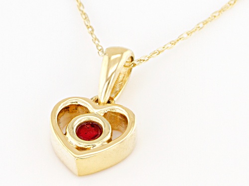.13ct Round Mahaleo® Ruby Solitaire, 10k Yellow Gold Children's Heart Pendant With 12
