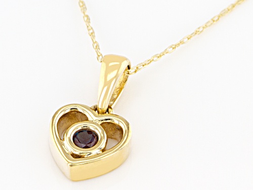 .10ct Round Lab Created Alexandrite Solitaire, 10k Gold Children's Heart Pendant With 12