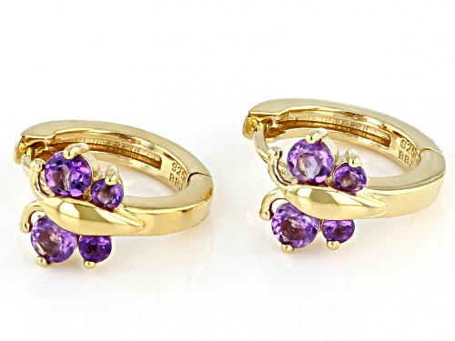 0.39ctw Round Amethyst 18k Yellow Gold Over Sterling Silver Butterfly Earrings