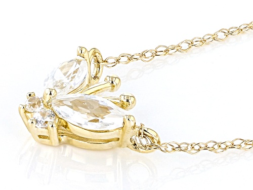 0.42ctw Marquise And Round White Zircon 10k Yellow Gold Childrens Necklace. - Size 12