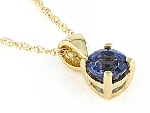 0.30ct Round Blue Sapphire 10K Yellow Gold Children's Solitaire Pendant With Chain