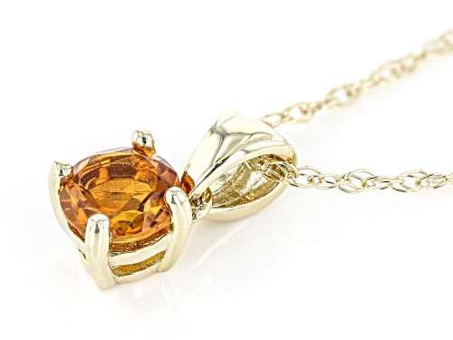 0.21ct Round Madeira Citrine 10K Yellow Gold Children's Solitaire Pendant With Chain