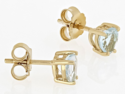0.85ctw Heart Shape Glacier Topaz™ 18k Yellow Gold Over Silver Children's Birthstone Earrings