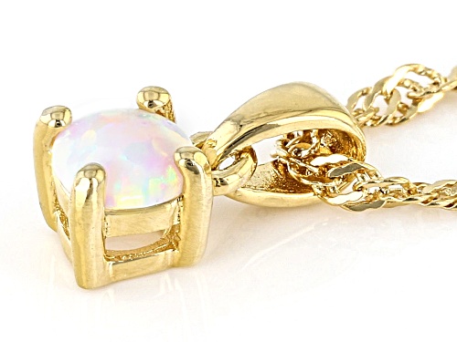 0.08ctw Round Lab Opal 18k Yellow Gold Over Silver Children's Birthstone Pendant with Chain