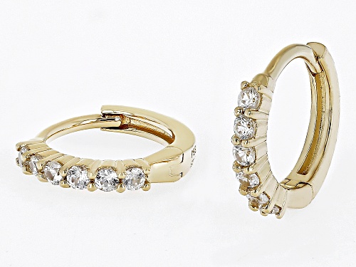 .31ctw Round White Zircon 18k Yellow Gold Over Sterling Silver Children's Birthstone Hoop Earrings