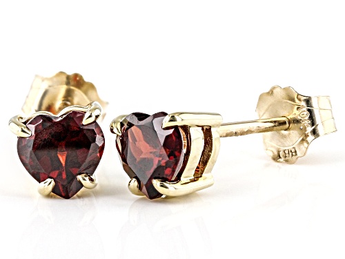 0.90ctw Heart Shaped Vermelho Garnet™ 10K Yellow Gold Children's Heart Stud Earrings