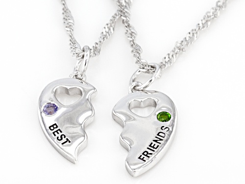 0.03ct Tanzanite With 0.03ct Chrome Diopside Rhodium Over Silver Children's Best Friend Necklace