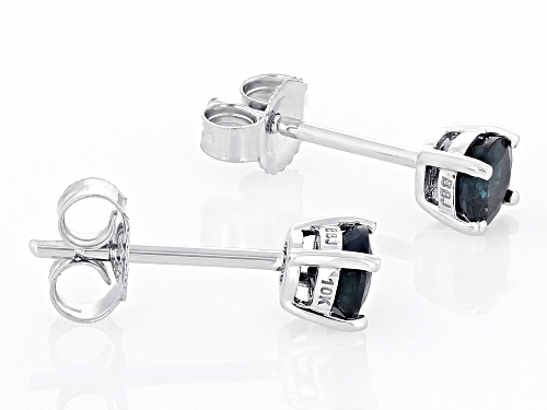 0.60ctw Blue Sapphire Rhodium Over 10k White Gold Children's Stud Earring