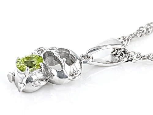0.15ct Manchurian Peridot™ Rhodium Over Sterling Silver Children's Monkey Pendant With Chain