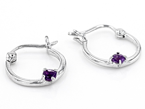0.07ctw Round African Amethyst Rhodium Over 10k White Gold Children's Earrings