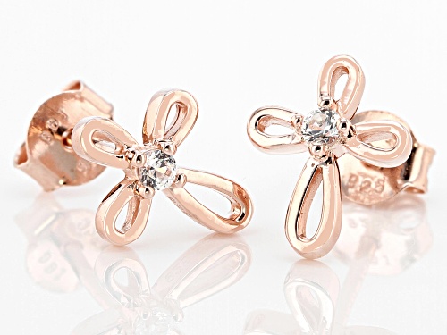 .07ctw Round Lab Created White Sapphire 18k Rose Gold Over Silver Children's Cross Stud Earrings