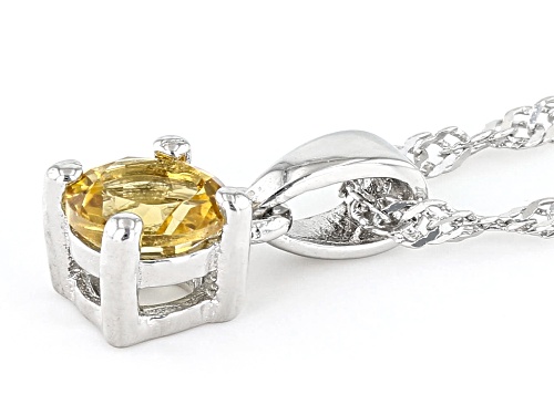 0.25ct Round Citrine Rhodium Over Sterling Silver Children's Pendant with Chain