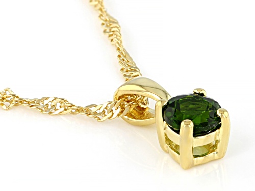 0.23ct Round Chrome Diopside 18k Yellow Gold Over Silver Children's Pendant with Chain