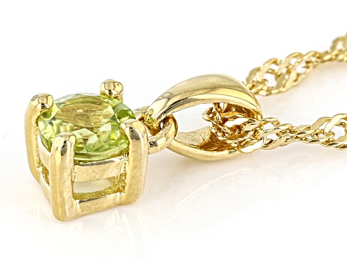 0.24ctw Round Manchurian Peridot™ 18k Yellow Gold Over Silver Children's Pendant/Chain